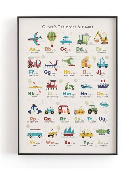 Transport Alphabet Print Transportation Nursery Decor Kids Etsy