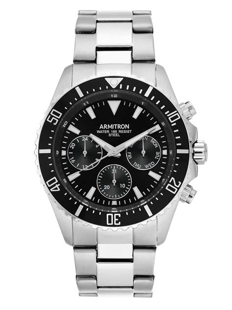 Armitron Mens Silver Tone And Black Stainless Steel Dress Watch