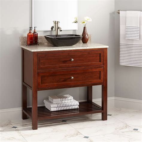 Measure the distance of space available from the wall forward to ensure standard vanity depths will fit easily. 36"+Taren+Narrow+Depth+Bamboo+Vessel+Sink+Vanity+-+Light ...