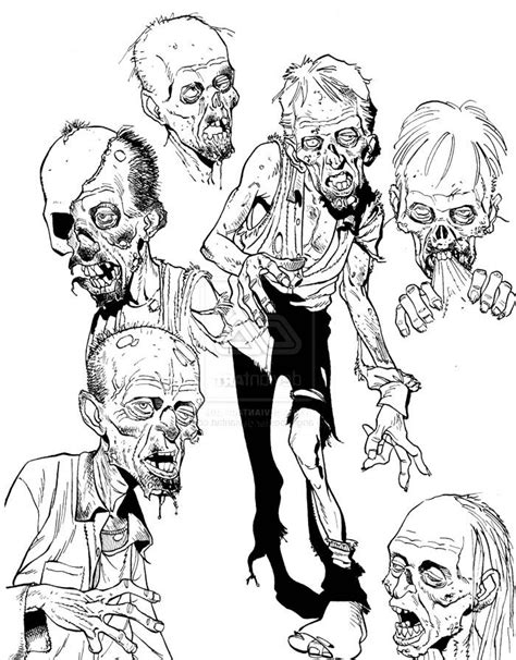 coloringkidsnet zombie cartoon halloween coloring drawings
