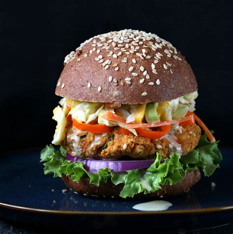 Bbq Lentil Veggie Burger With Mango Carrot Slaw Vegan