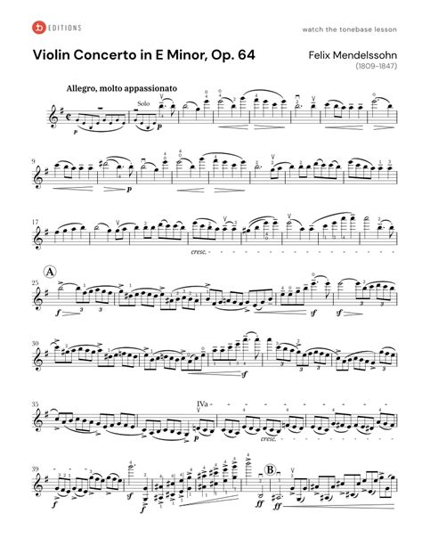 Mendelssohn Violin Concerto In E Minor Op 64 Free Violin Sheet Music