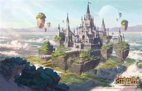 Artstation Floating Castle Knights Chronicle Game Work