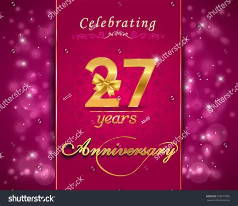 27 Year Anniversary Celebration Sparkling Card Stock Vector 220877989
