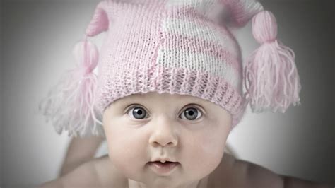 Cute Baby Is Wearing White Pink Woolen Knitted Cap Cute Hd Desktop