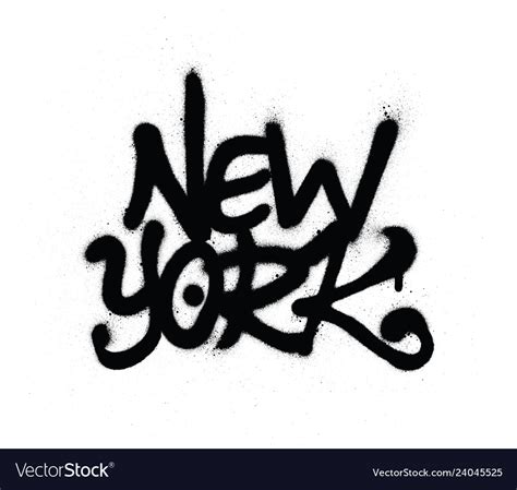 Graffiti New York Word Sprayed In Black Over White