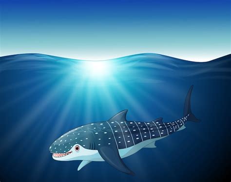 Premium Vector Cartoon Whale Shark On The Sea