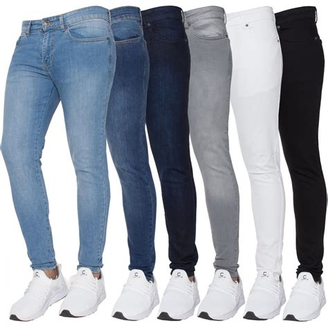 Mens Skinny Jeans Slim Fit Super Stretch Denim Pant Enzo Designer All