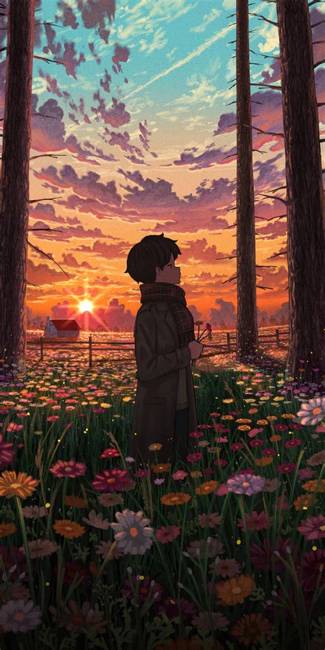1080x2160 Anime Boy And The Healing Flowers One Plus 5thonor 7xhonor