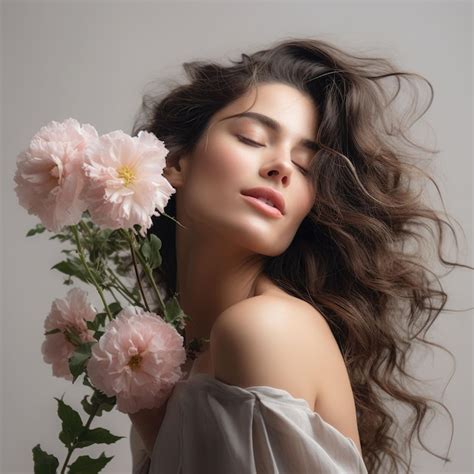 Premium Photo Woman Holding Bunch Of Pink Flowers