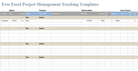 Project Management Spreadsheet Template Excel Database