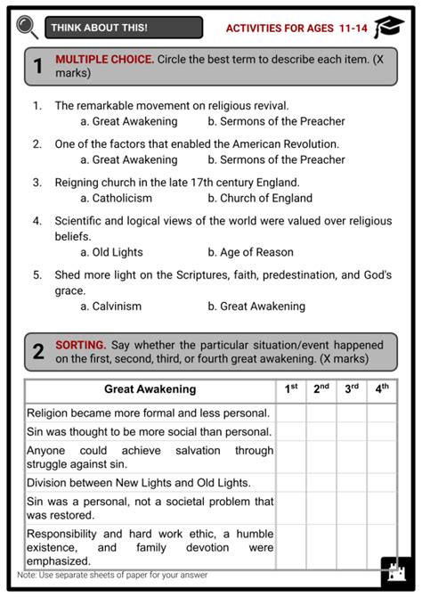 Great Awakening Origin Leaders Effects Facts And Worksheets