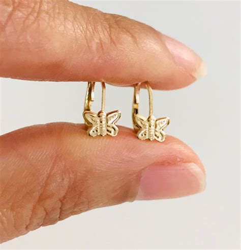 14K Gold Butterfly Earrings Gold Butterfly Earrings Etsy