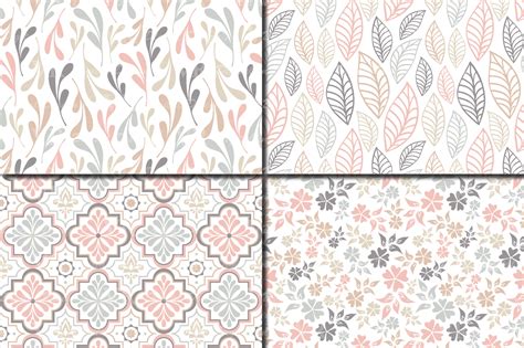 Seamless Neutral Patterns Neutral Geometric And Floral Digital Paper
