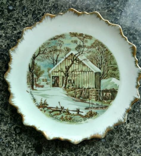Vintage Currier And Ives Plate Collectible Rural Winter Scene Etsy