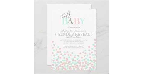 Oh Baby Confetti Gender Reveal Party Pink Blue Invitation Zazzle