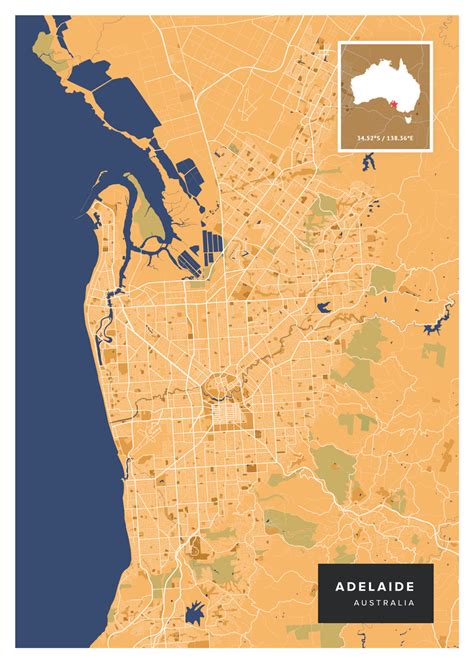 Adelaide Map Poster Maps Of The World