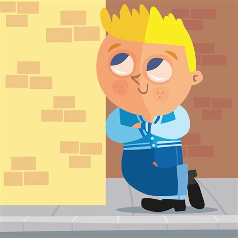 Boy Leaning Against A Wall In The Street 3089839 Vector Art At Vecteezy