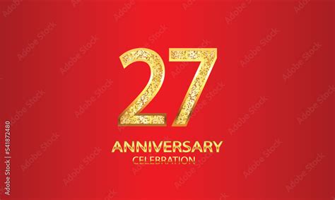 27 Year Anniversary Celebration Vector Design With Red Background And