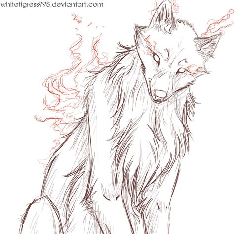 Sketch Fire Wolf By Niabolla On Deviantart