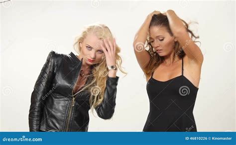 Beautiful Blonde And Brunette Young Women Stock Footage Video Of