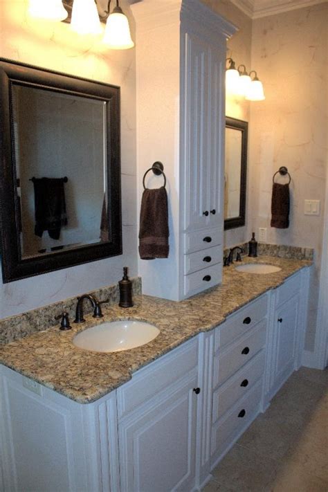 Bathroom Vanity With Center Tower Cabinet