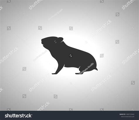 Hamster Silhouette On White Background Isolated Vector Animal Template