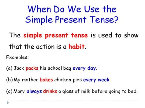 The simple present tense can be combined with several expressions to indicate the time when an action occurs periodically, such as every tuesday examples of the simple present tense. P2A Class Blog: Simple Present Tense