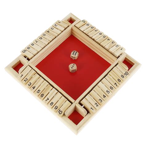 jtween shut the box dice game 1 4 players classic 4 sided wooden board game with 2 dice and shut