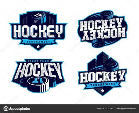 Modern Professional Hockey Logo Set For Sport Team — Stock Vector