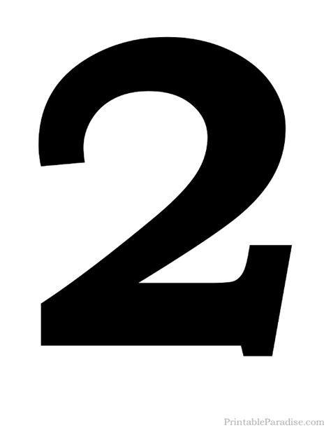Printable Solid Black Number 2 Silhouette Printable Numbers Number 2