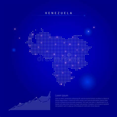 Venezuela Illuminated Map With Glowing Dots Dark Blue Space Background