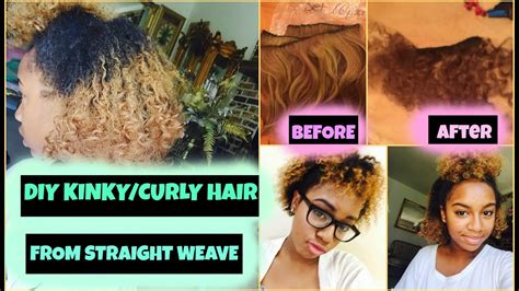Diy How To Get Kinky Curly Hair From Straight Weave Youtube
