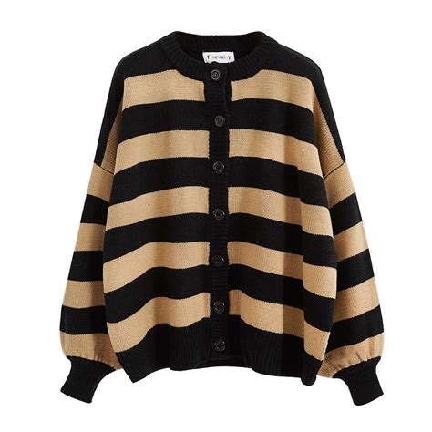 Lady Striped Cardigan Jacket Sweater Clothing Womens Sweaters Japan