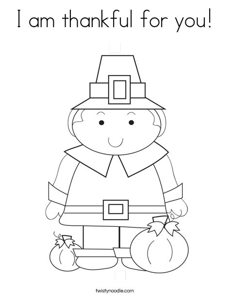 I am thankful for you Coloring Page - Twisty Noodle