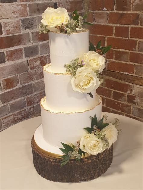 Beautiful Buttercream Wedding Cake Decorated With Gold Hot Sex Picture