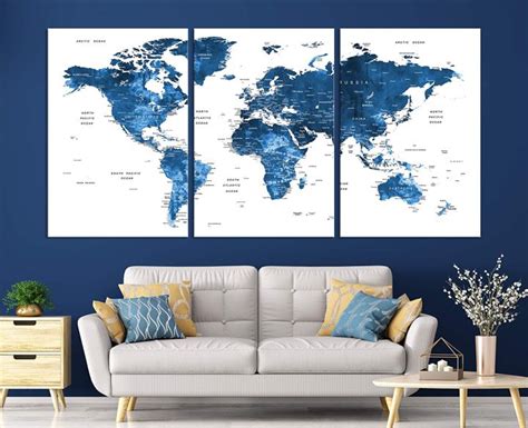 World Map Masterpiece Wall Art โดย My Great Canvas 3 Piece Multi Panel