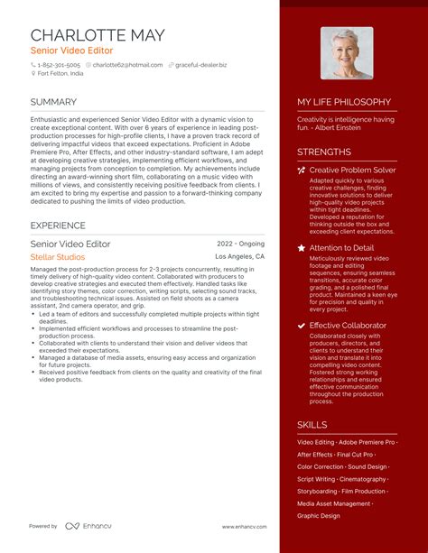 3 Senior Video Editor Resume Examples And How To Guide For 2024