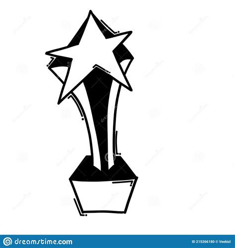 Trophy Award Star Doodle Vector Icon Drawing Sketch Illustration Hand