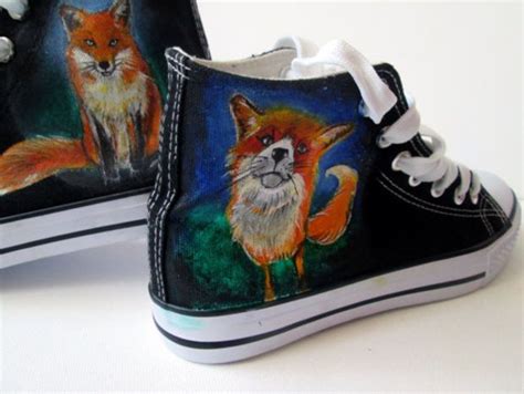 Personalized Handpainted Shoes Fox Shoescute Foxes Custom Sneakers