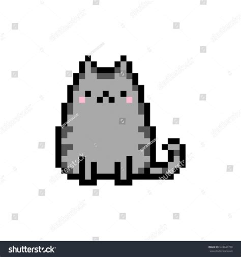 Cute Kitten Domestic Pet Pixel Art 库存矢量图（免版税）674446738 Shutterstock