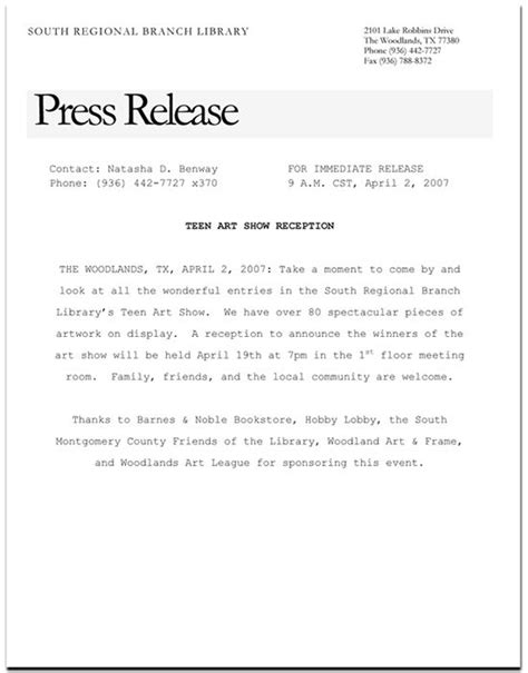 Free Press Release Format Template Master Template