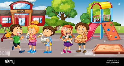 Student At School Playground Illustration Stock Vector Image And Art Alamy
