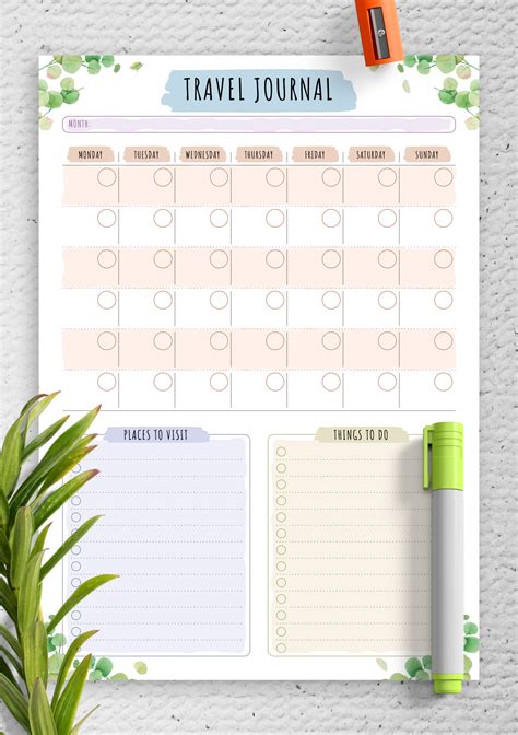Download Printable Travel Journal Template - Floral Style PDF