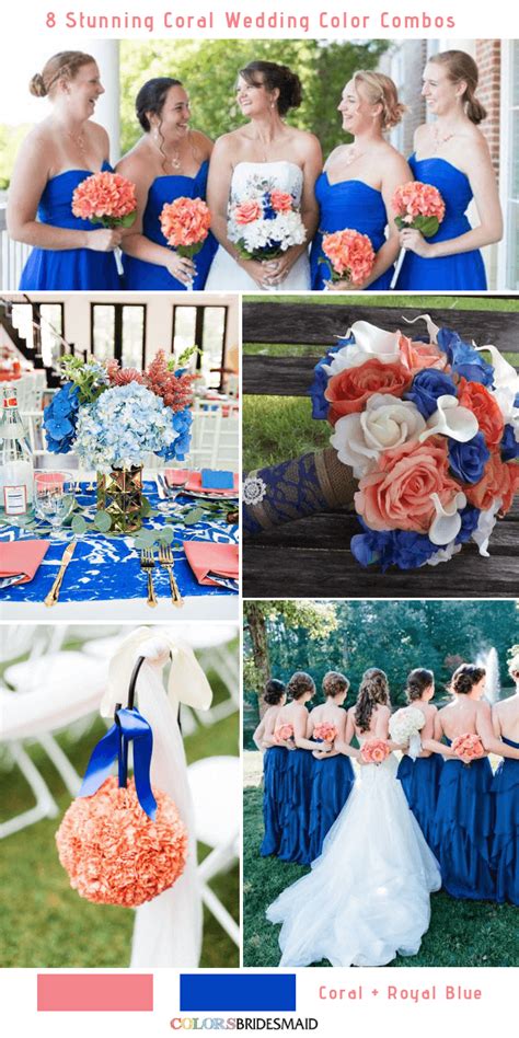 The Bride And Her Bridals Are All Dressed Up In Blue Coral And White