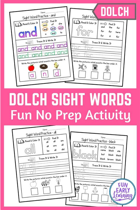 Dolch Sight Word Worksheet