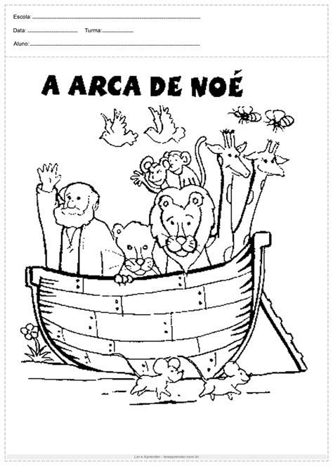 Desenhos bíblicos para colorir a arca de Noé Ler e Aprender