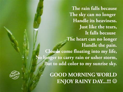 That's is why everyone tries to wish others with some surprise rain wishes especially in the morning. GOOD MORNING WORLD- ENJOY RAINY DAY…!!! - SmitCreation.com