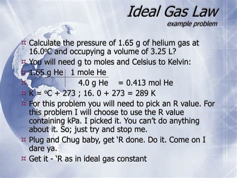 The value and units of r depend on the units used in determining p, v. PPT - The Ideal Gas Law PowerPoint Presentation, free download - ID:4200091