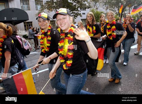 German Americans Join Tourists And German Visitors To March In The